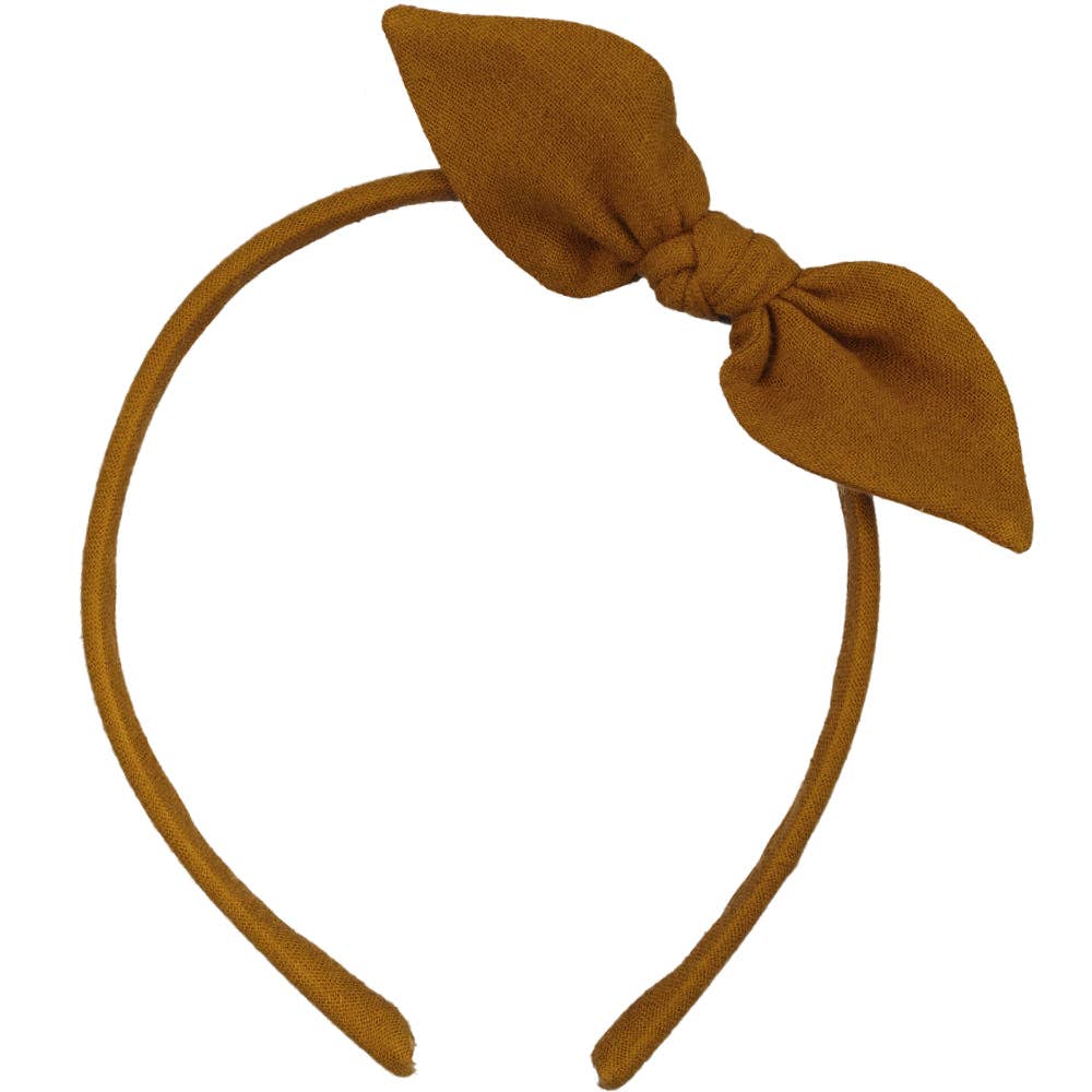 accessoires Serre-tête nœud lapin - Double gaze camel STLA_69