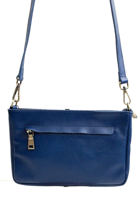 accessoires Sac Pochette Cuir Bleu Camille