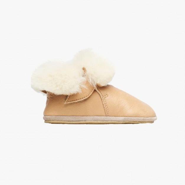 chausson NATURINO CARESSE camel doublé laine mouton chaussons cuir