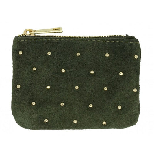 accessoires Porte-monnaie en croûte de cuir clouté Lalou D1500D Vert