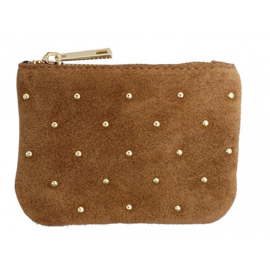 accessoires Porte-monnaie en croûte de cuir clouté Lalou D1500D Camel