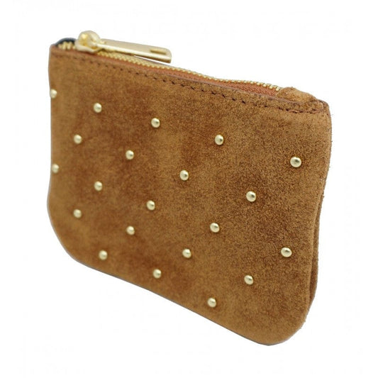 accessoires Porte-monnaie en croûte de cuir clouté Lalou D1500D Camel