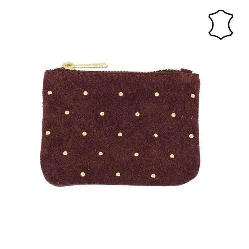 accessoires Porte-monnaie en croûte de cuir clouté Lalou D1500D Prune