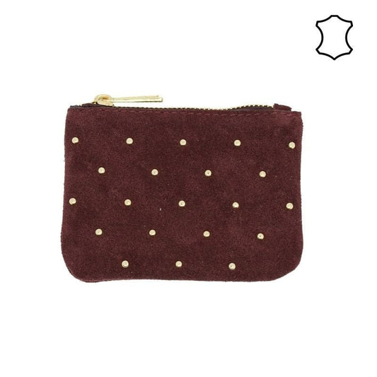 accessoires Porte-monnaie en croûte de cuir clouté Lalou D1500D Prune