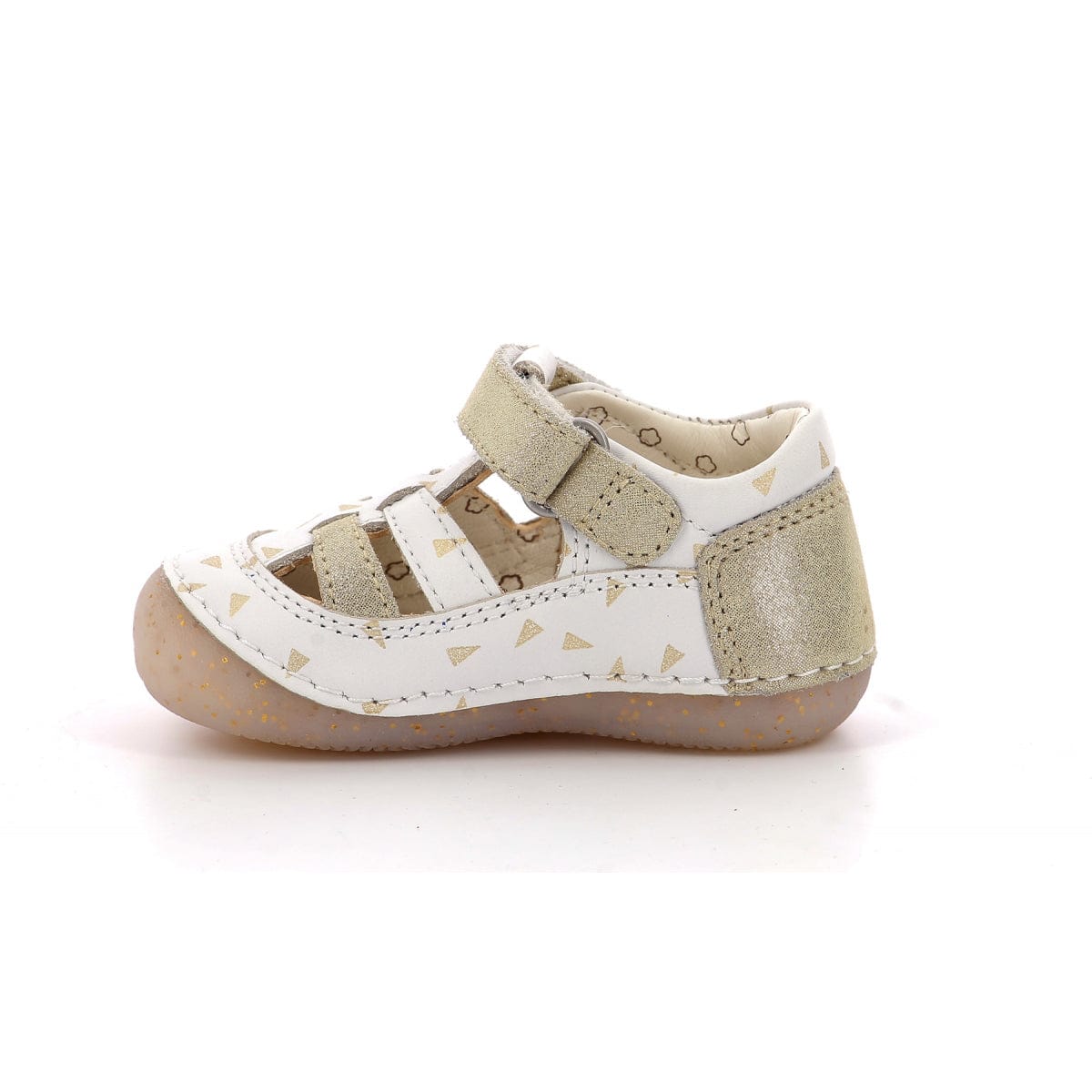 Babies/Salomés KICKERS SUSHY blanc or prémarche premiers pas salomés