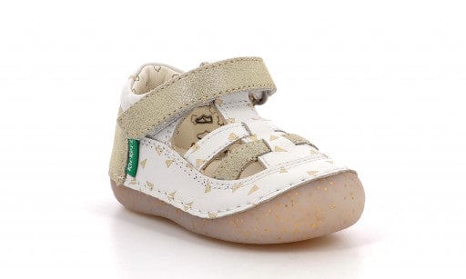 Babies/Salomés KICKERS SUSHY blanc or prémarche premiers pas salomés
