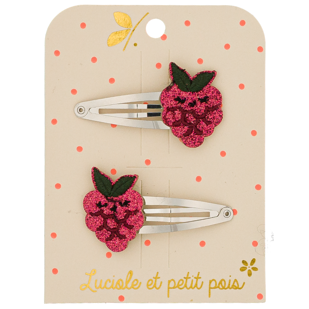 LUCIOLE ET PETITS POIS Barrettes Berry la framboise (paire)