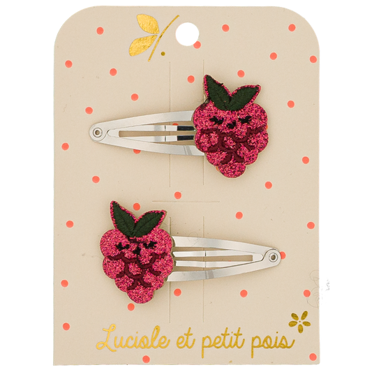 LUCIOLE ET PETITS POIS Barrettes Berry la framboise (paire)