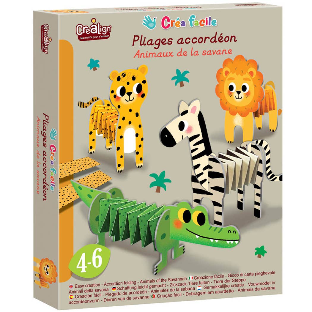 Créa facile, Pliages accordéons "Animaux de la savane"