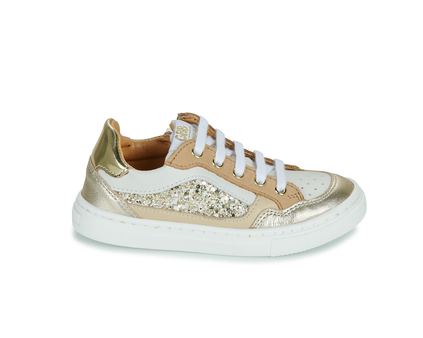 GBB ARDANT Blanc Beige Or Baskets Chaussures Basses