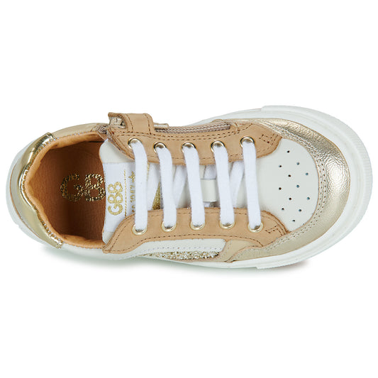 GBB ARDANT Blanc Beige Or Baskets Chaussures Basses