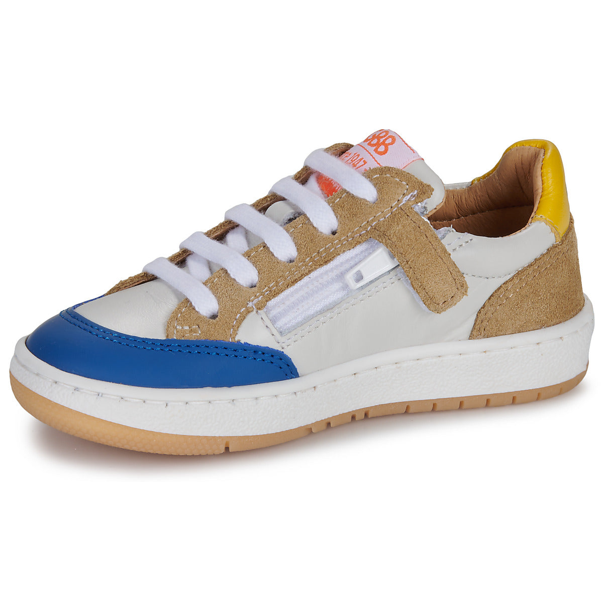 GBB ALIZE Blanc Cognac Crème Baskets Chaussures Basses