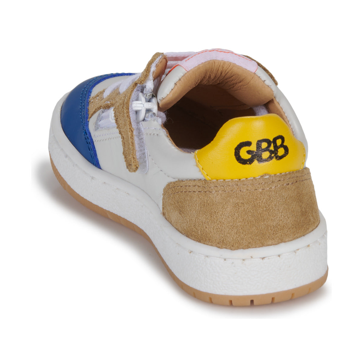 GBB ALIZE Blanc Cognac Crème Baskets Chaussures Basses