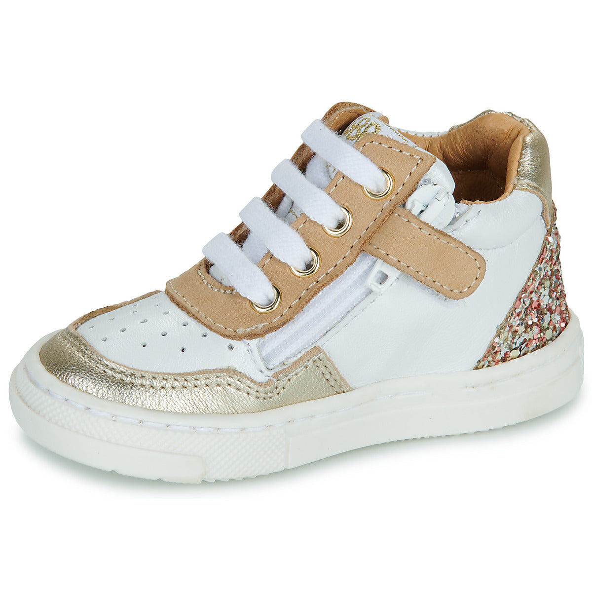 GBB GIVRE Blanc Beige Or Baskets Hautes Bottillons
