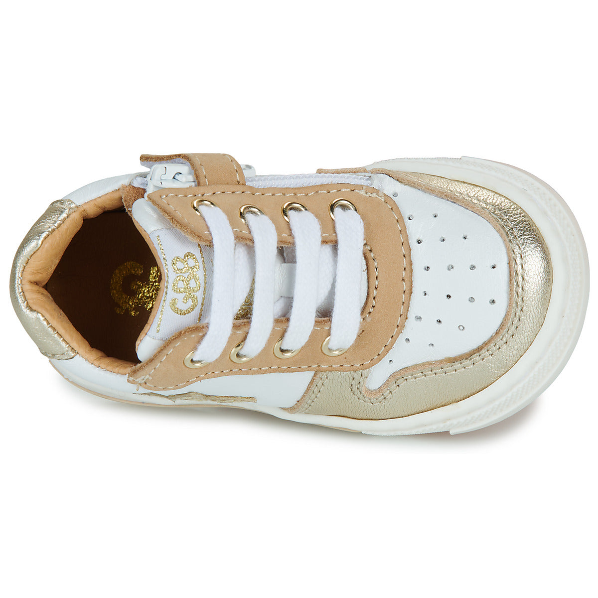 GBB GIVRE Blanc Beige Or Baskets Hautes Bottillons