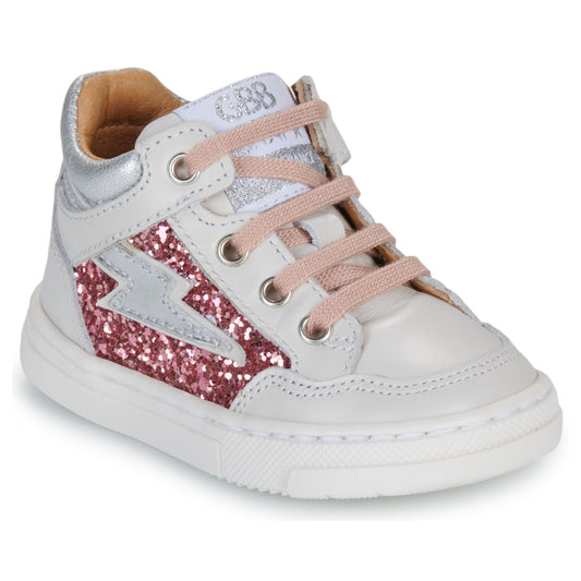 GBB DALILA Blanc Paillettes Rose Chaussures Hautes Bottillons