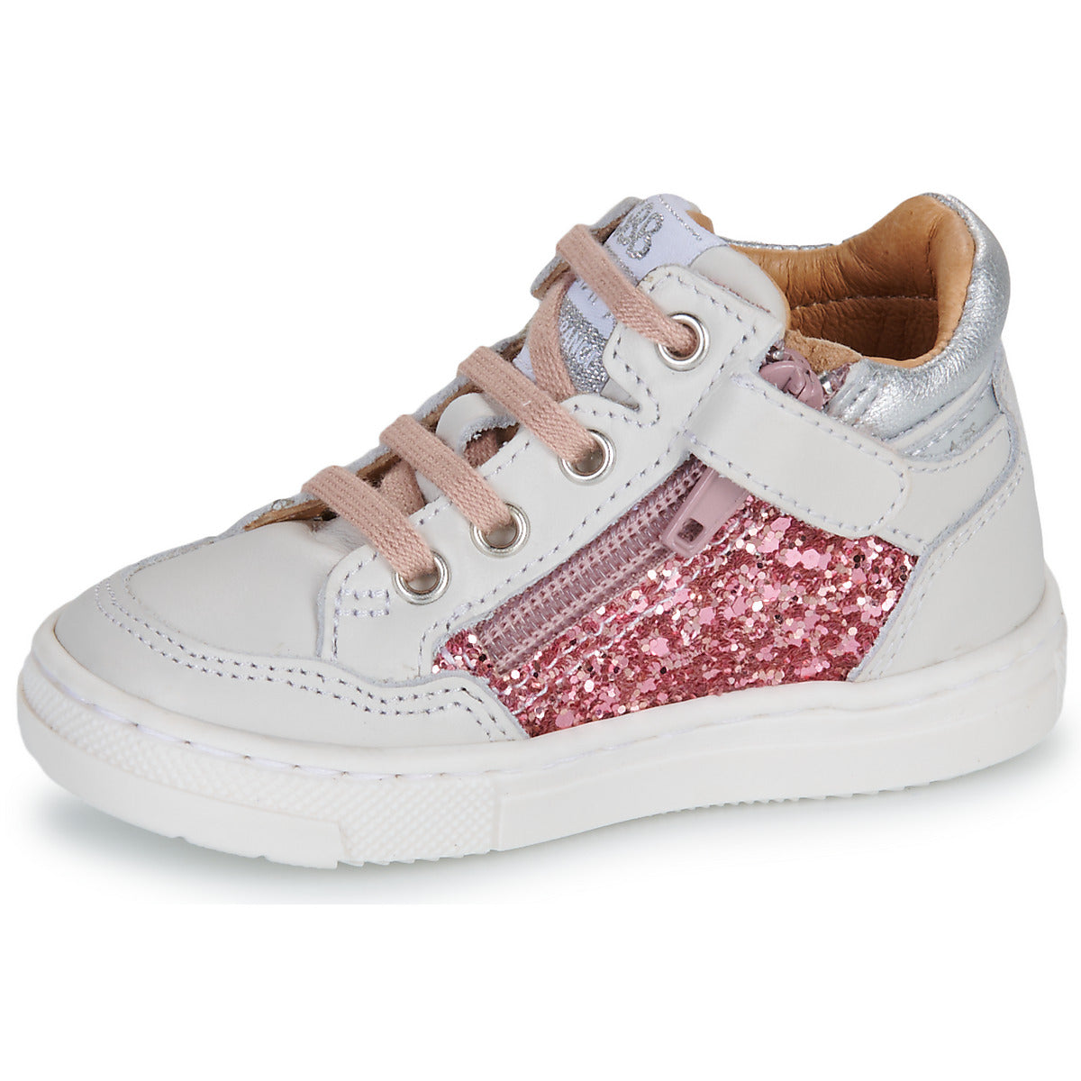 GBB DALILA Blanc Paillettes Rose Chaussures Hautes Bottillons