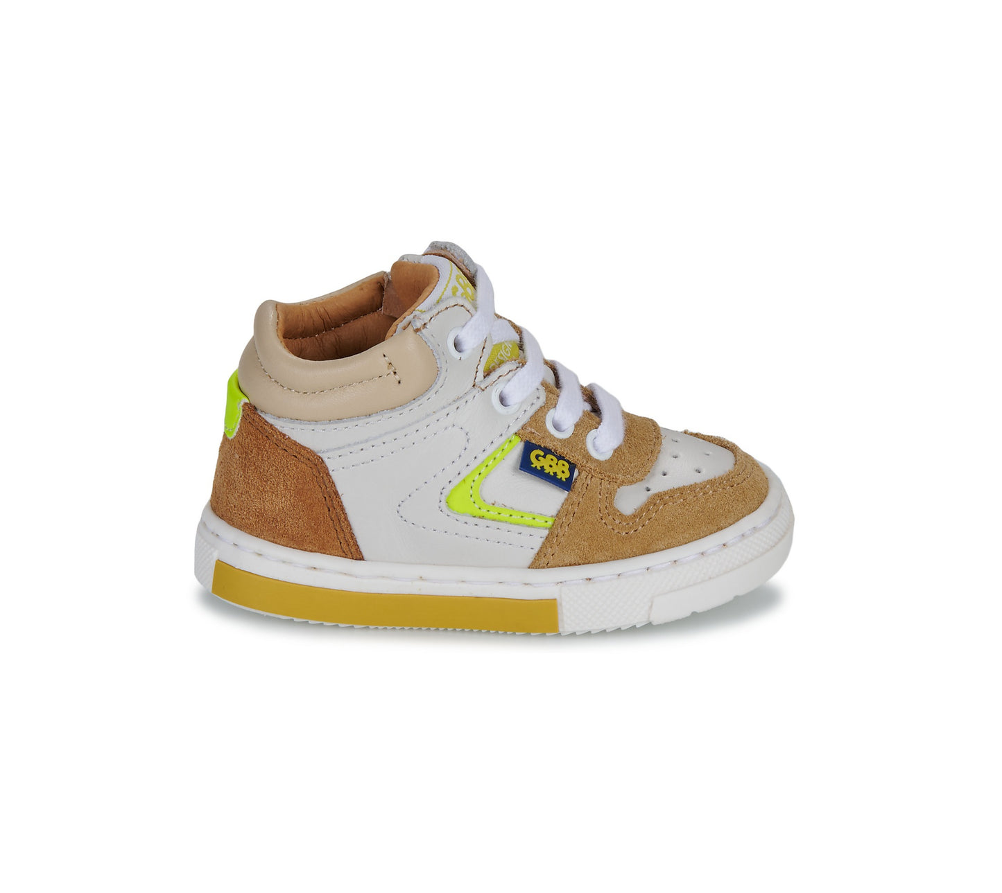 GBB DINIS Blanc Cognac Chaussures Hautes Bottillons