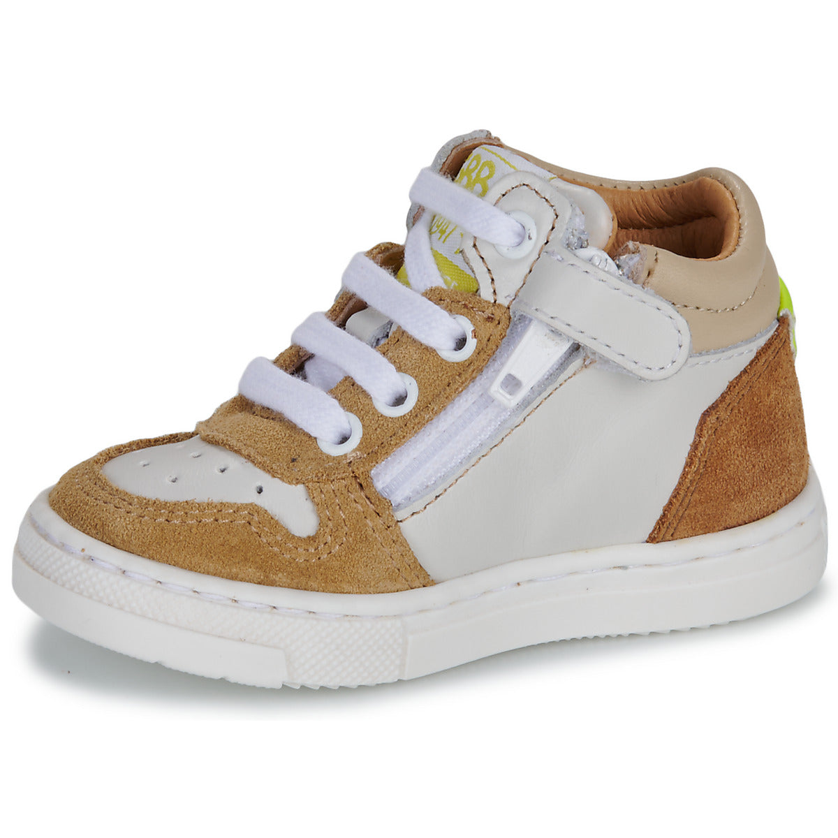 GBB DINIS Blanc Cognac Chaussures Hautes Bottillons