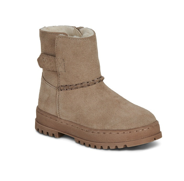 GBB UGOLINE Beige bottines fille fourrées cuir velours beige semelle crantée