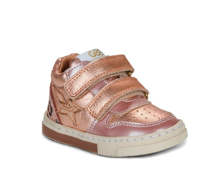 GBB GLACE Rose baskets hautes fille à double scratch rose métallisé étoiles