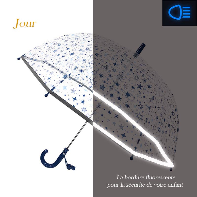 Smati Parapluie Enfant Etoiles Bleus - Réfléchissant