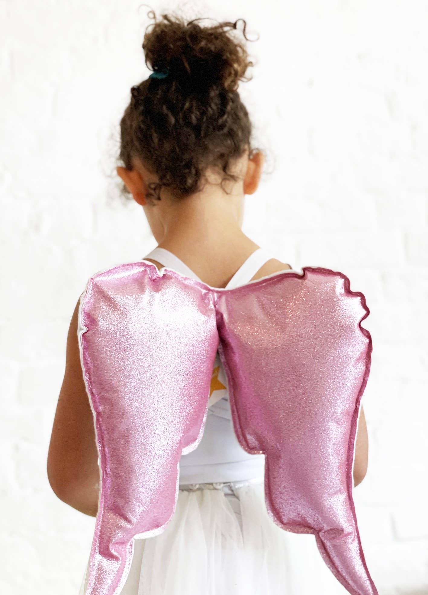 Ailes d' ange rose à paillettes bretelles élastiques