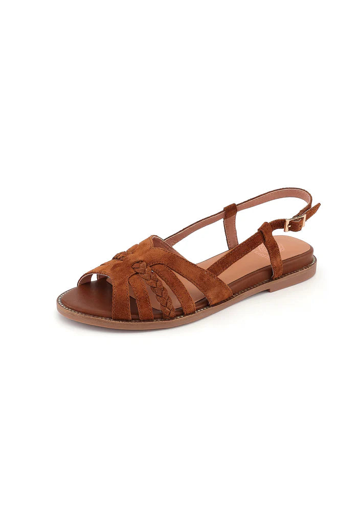 EMILY KARSTON SORENA Velours Cognac Sandales