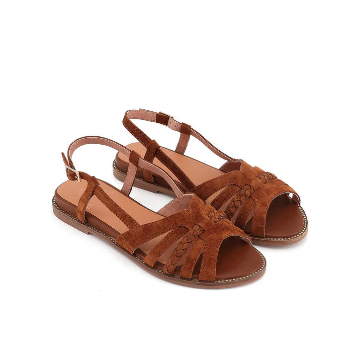 EMILY KARSTON SORENA Velours Cognac Sandales