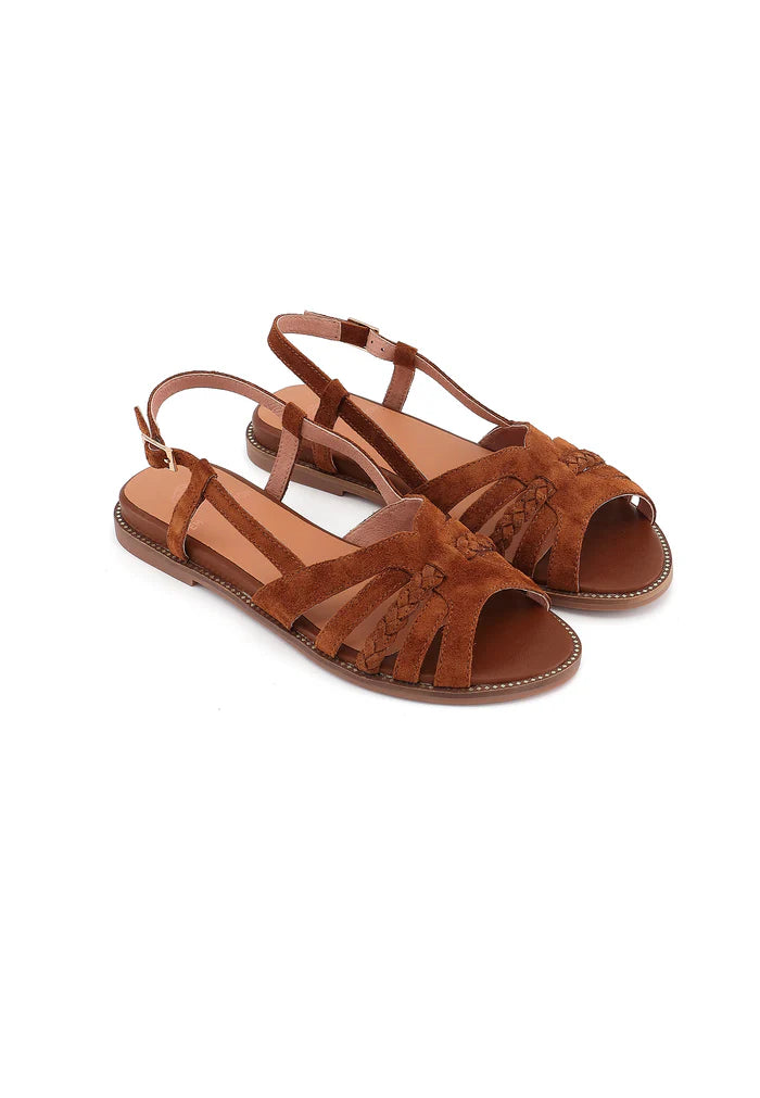 EMILIE KARSTON SORENA Velours Cognac Sandales