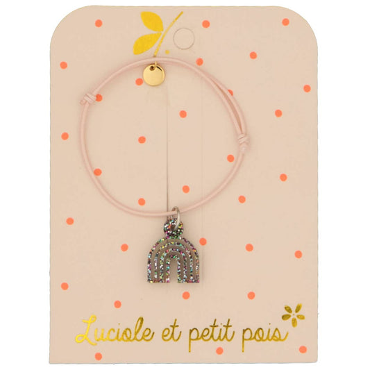 Bracelet cordon élastique - Rose pâle (arc-en-ciel multicolore)