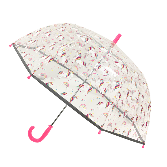 Parapluie Enfant Transparent Licorne Rose - Réfléchissant