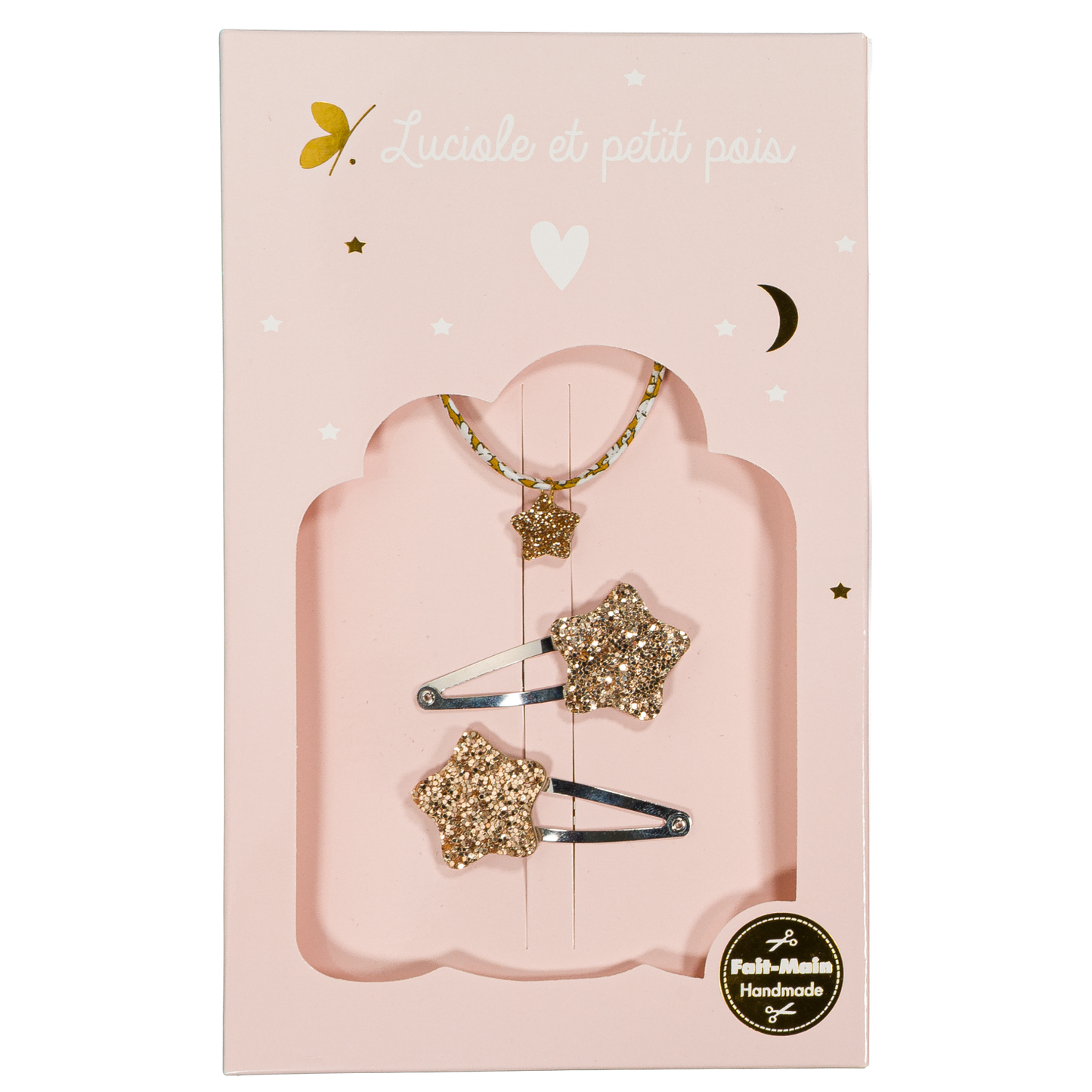 LUCIOLE ET PETITS POIS Coffret Bubble star - Barrettes Bubble star & bracelet Feather Meadow (étoile)