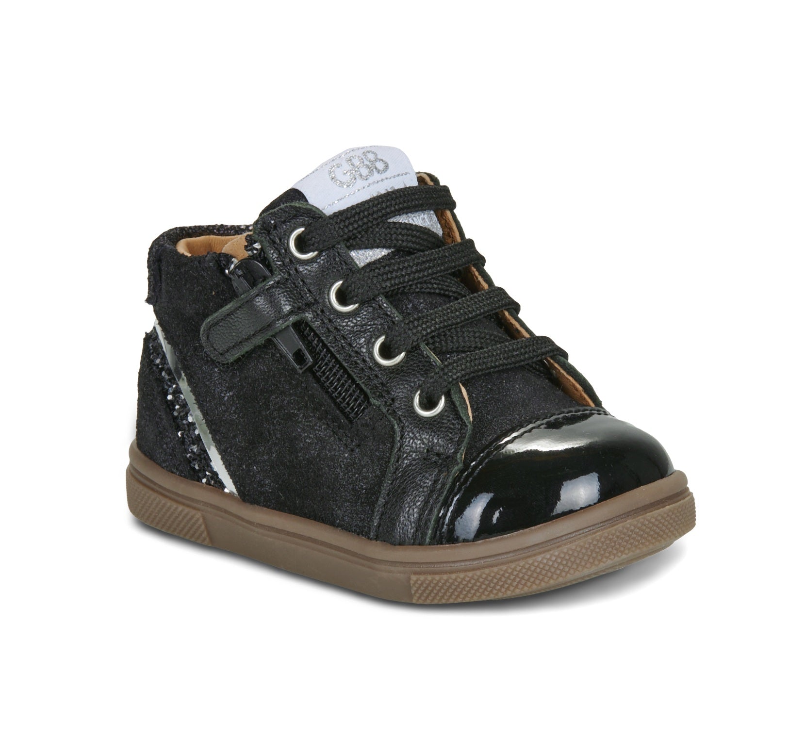 GBB AGATHE Noir bottillons chaussures hautes enfant lacets zip