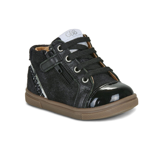 GBB AGATHE Noir bottillons chaussures hautes enfant lacets zip