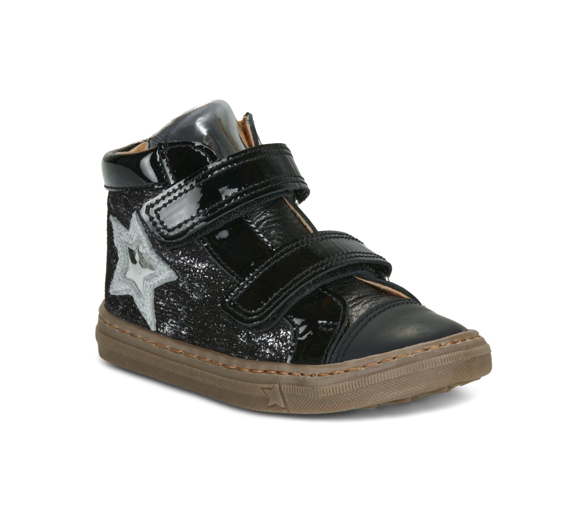 Chaussures montantes fille GBB ANTONIA SCRATCH Noir à double scratch et étoile argentée