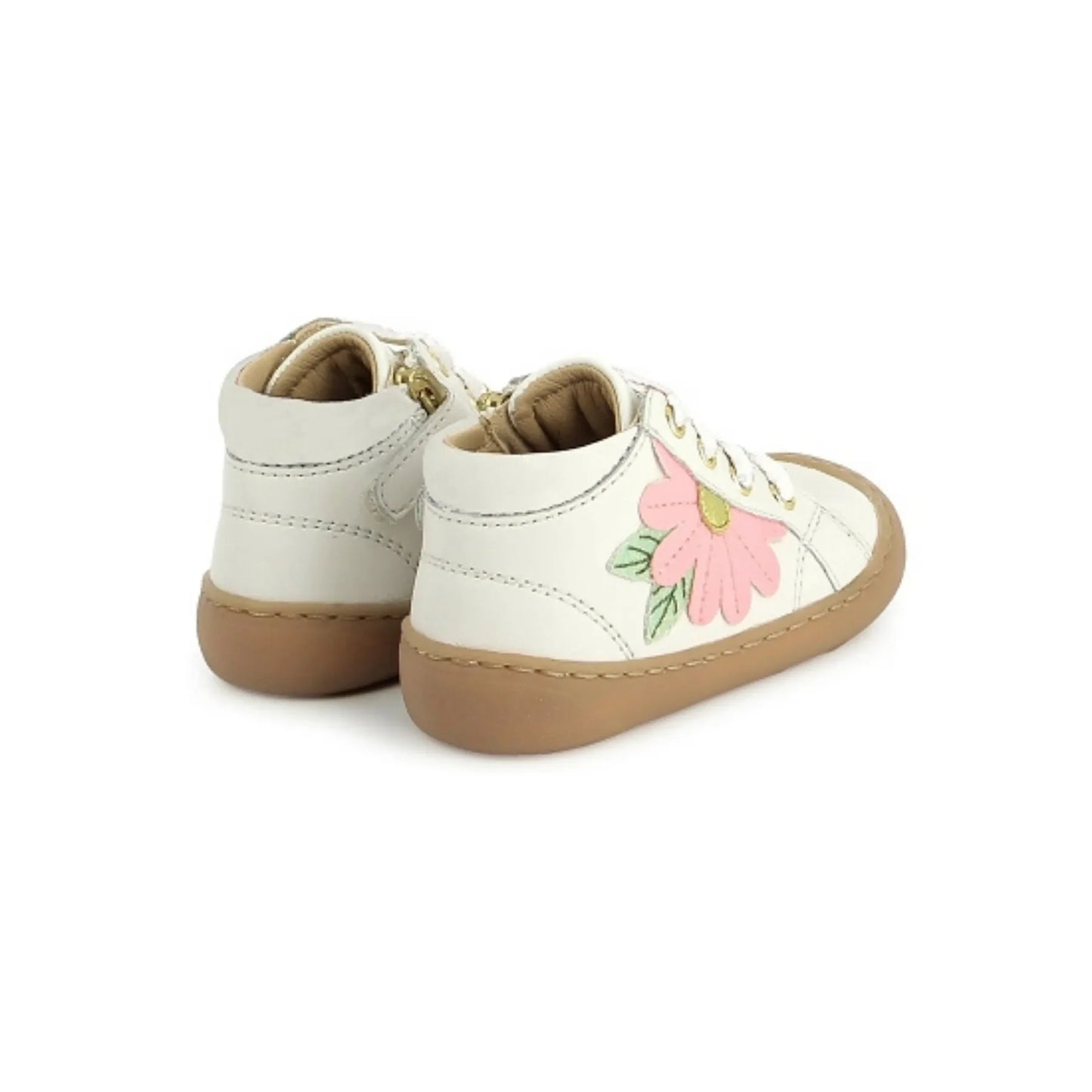 SHOO POM PLUM FLO White Platine Bottillons premier pas barefoot
