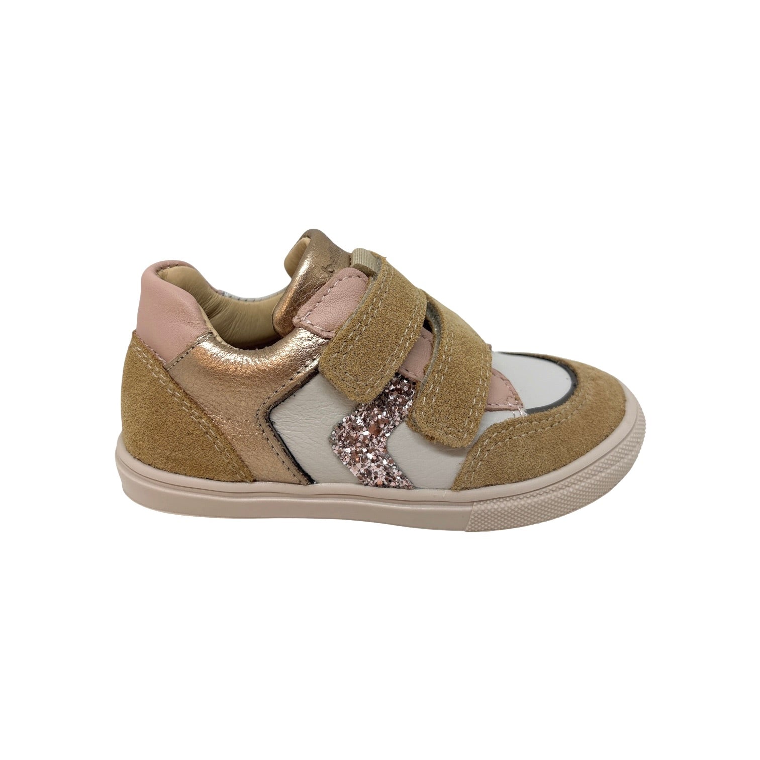 BELLAMY NEVE Or Beige baskets fille à scratch beige doré rose pailleté