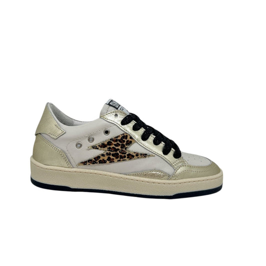 Sneakers/Baskets adulte SMR Semerdjian DANY Blanc Doré Léopard Sneakers Baskets adulte Tout Cuir