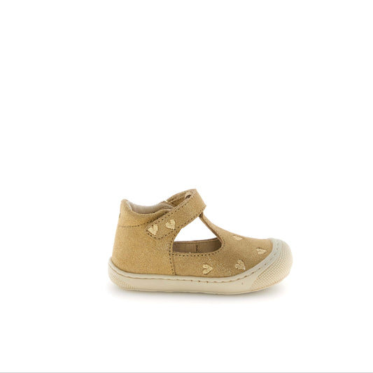 NATURINO INDIS Velcro Embr Hearts Platinum Salomés Semi-ouvertes