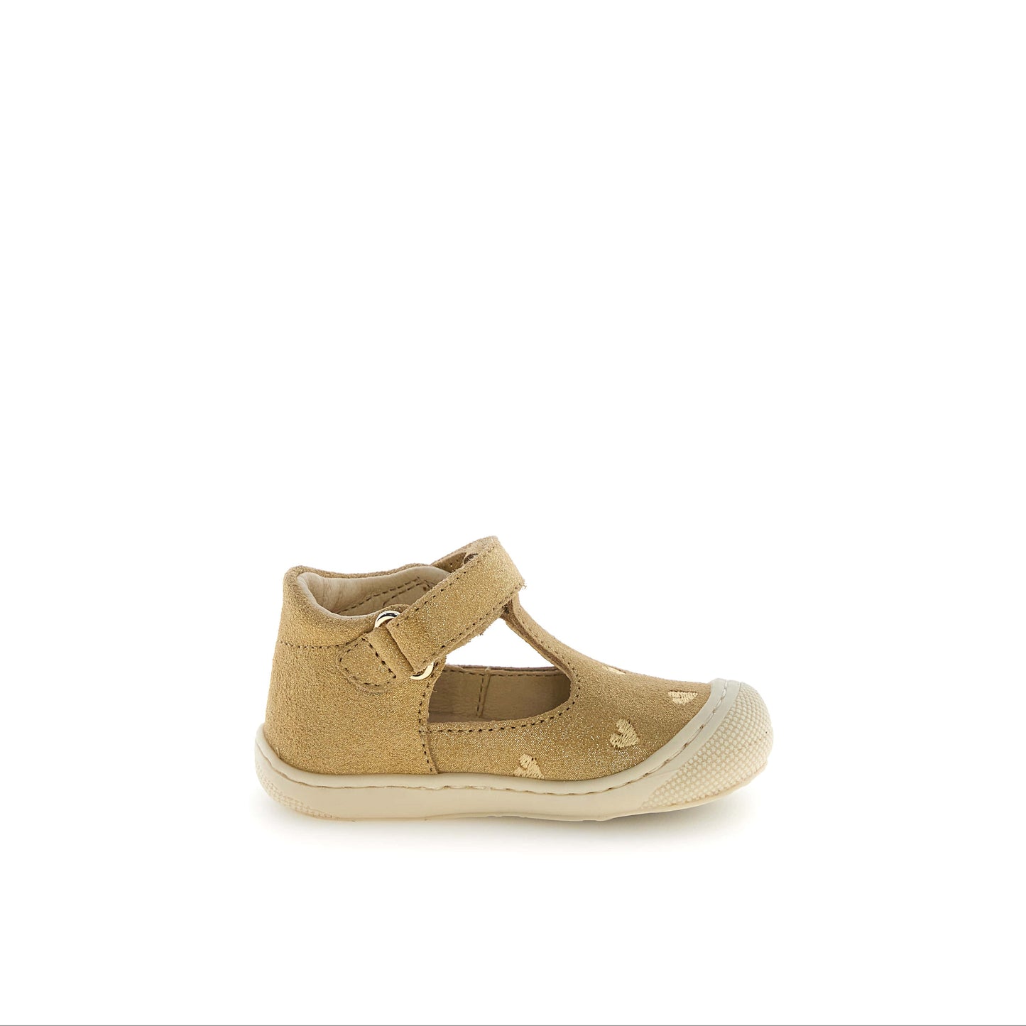 NATURINO INDIS Velcro Embr Hearts Platinum Salomés Semi-ouvertes