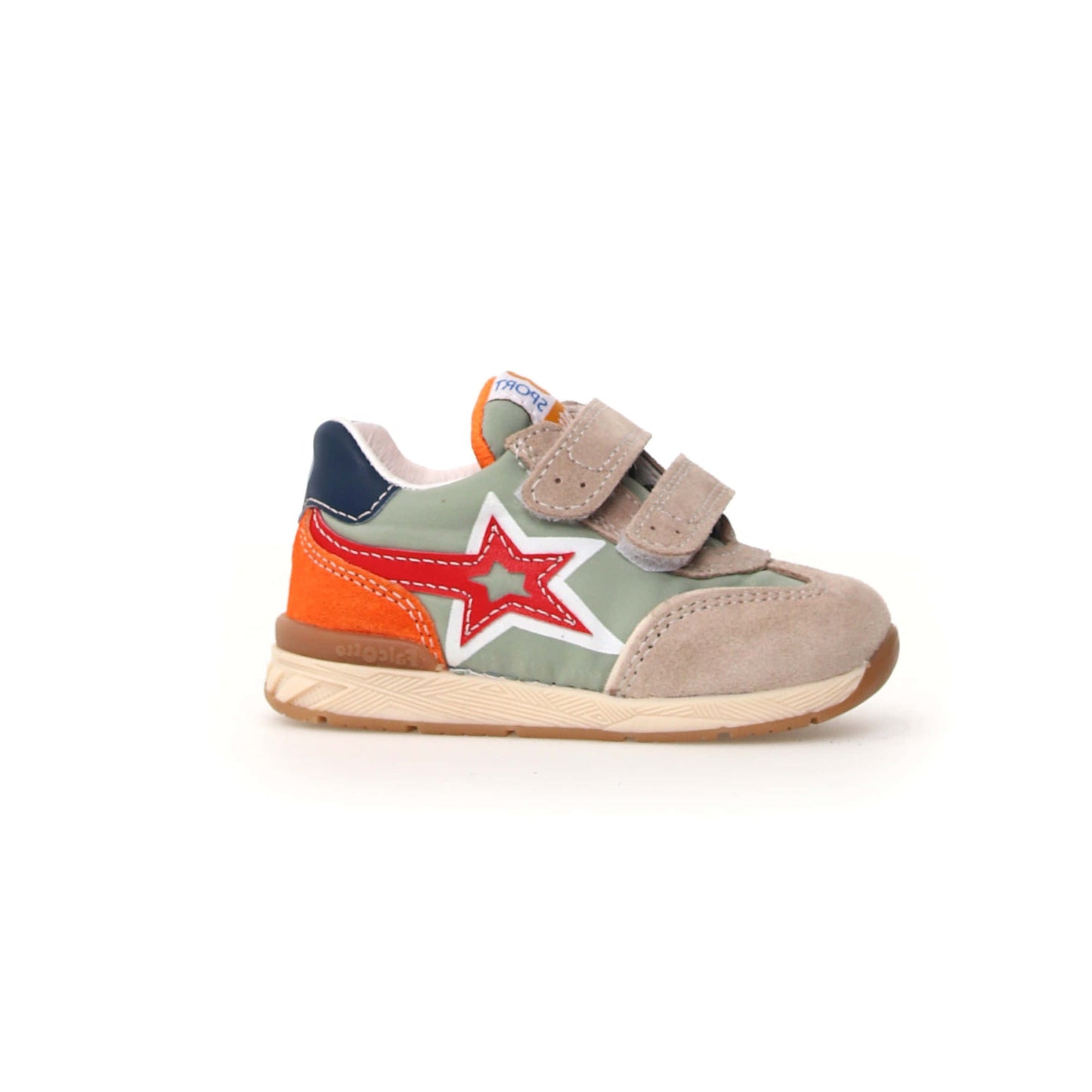 FALCOTTO NEW FERDI Beige Orange Baskets Cuir et nylon