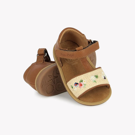 POM D'API POPPY AIR NATURE Raphia Crema Sandales Nu Pieds