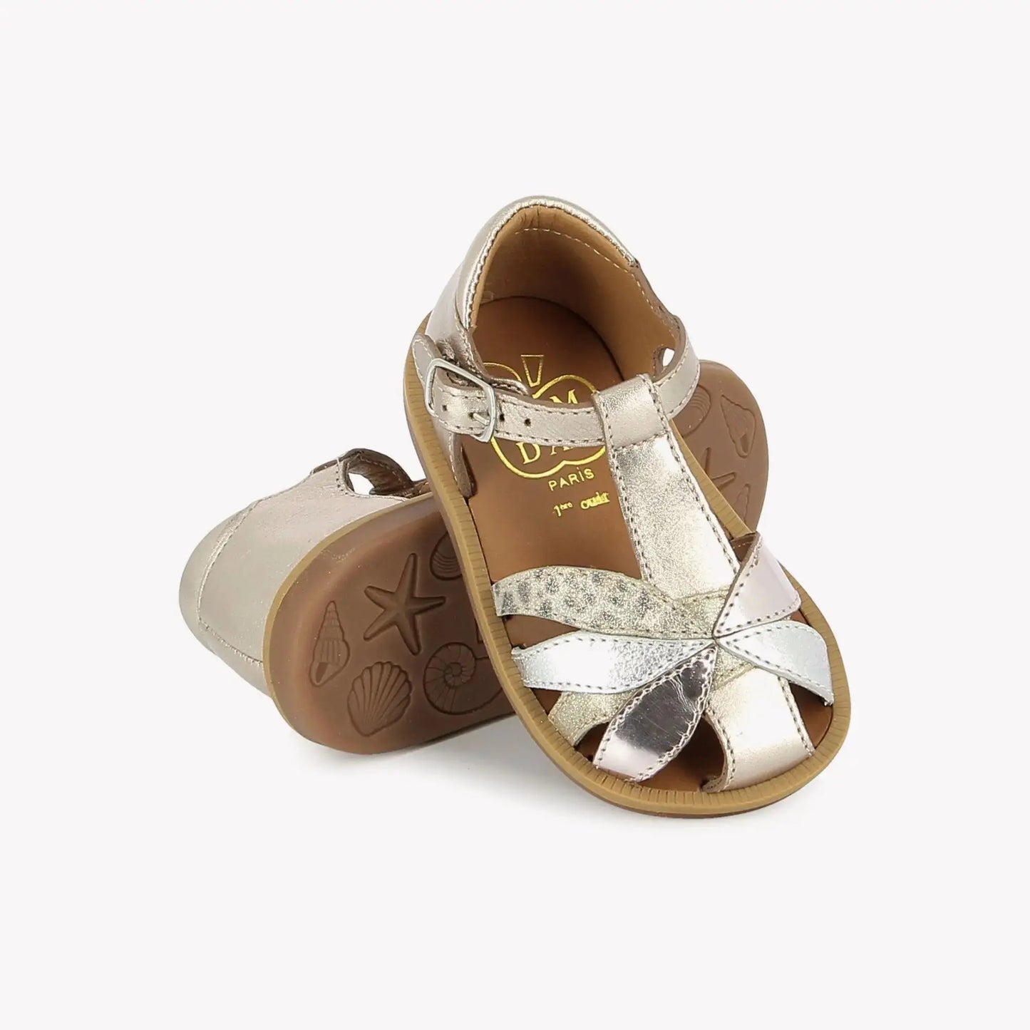 POM D'API POPPY OTO Oro pala platino sandales/nu-pieds