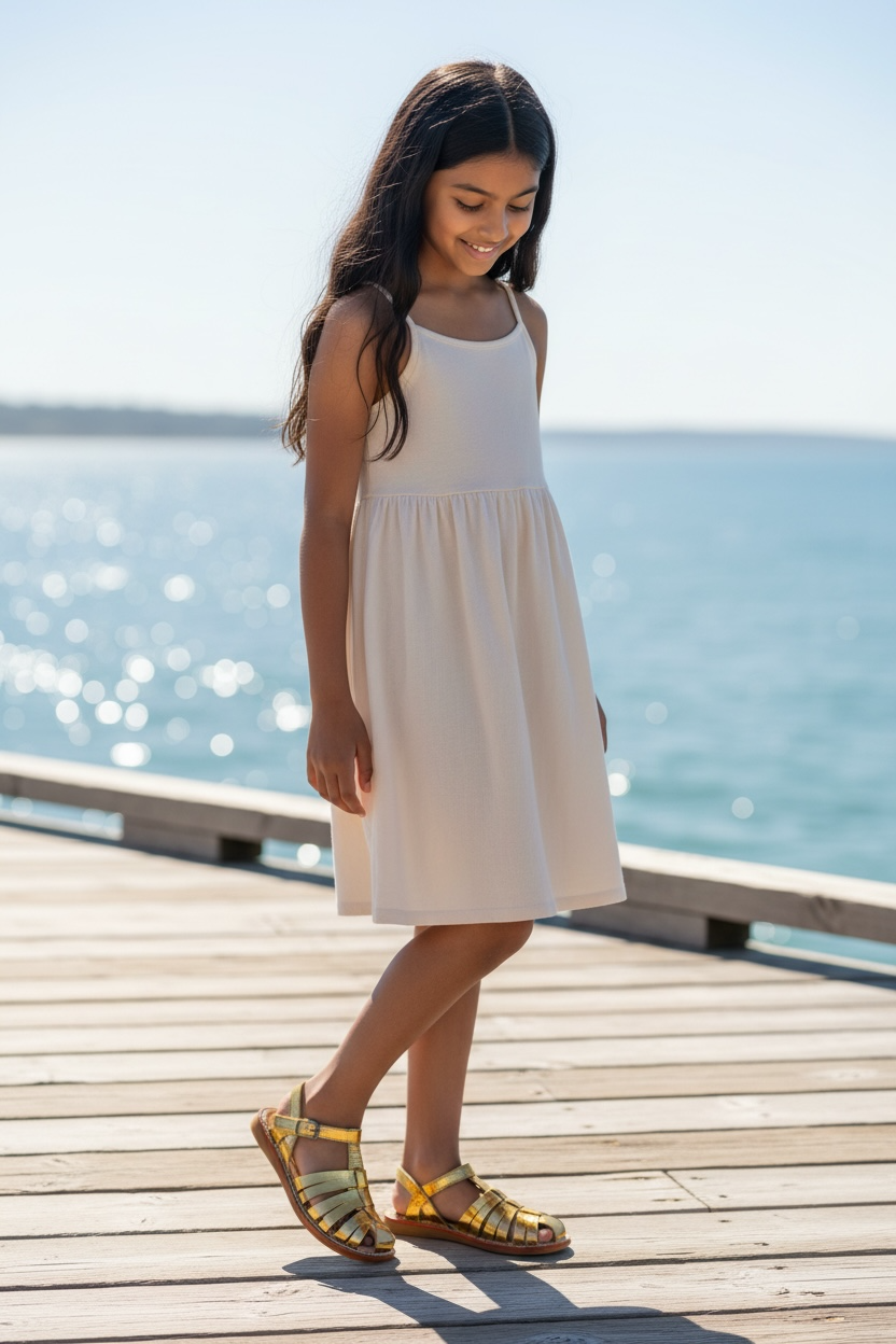 ACEBOS 6111 Rose Brillant Rame sandales nu-pieds