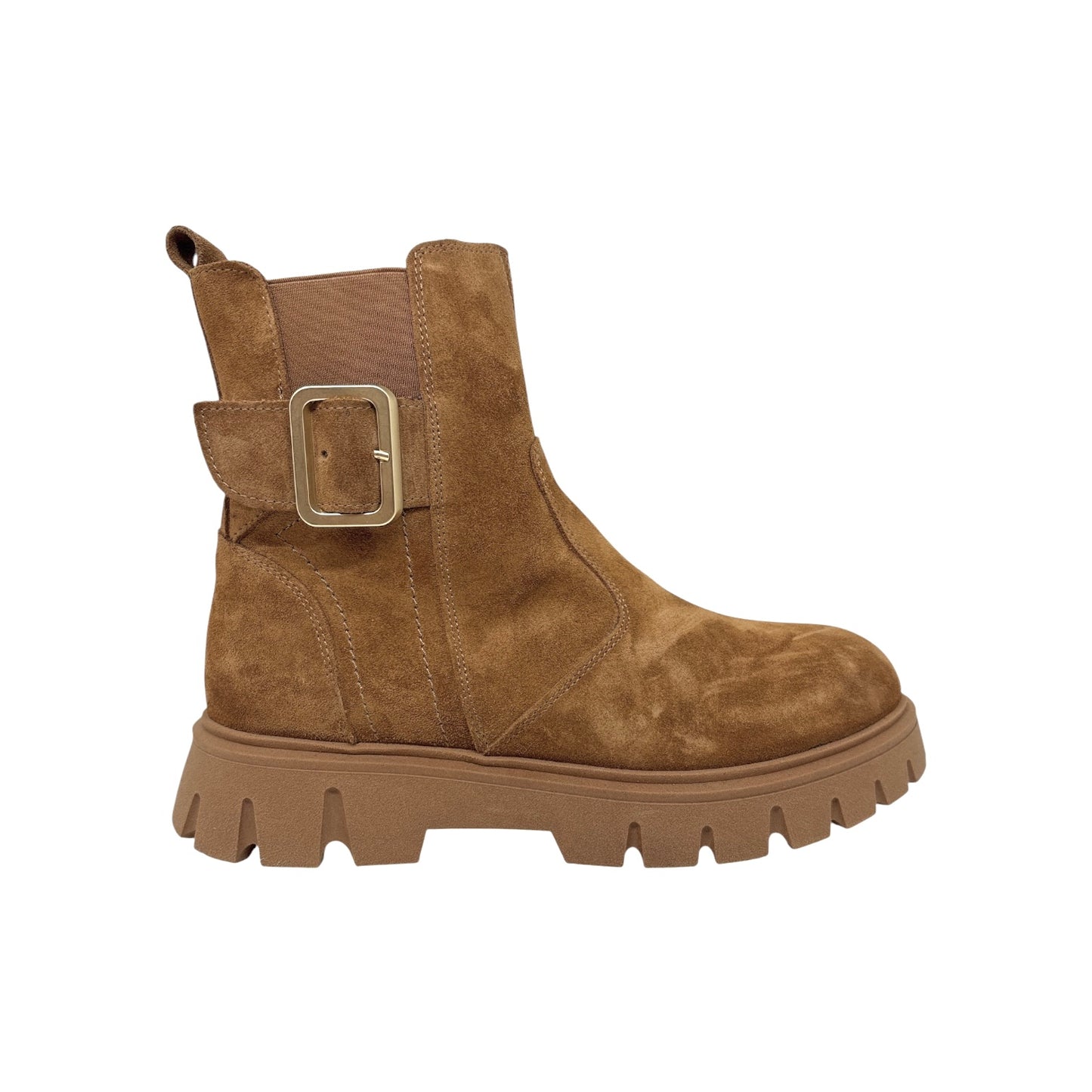 SANTA FE MATHILDE Camel bottines femme cuir velours semelle crantée boucle dorée