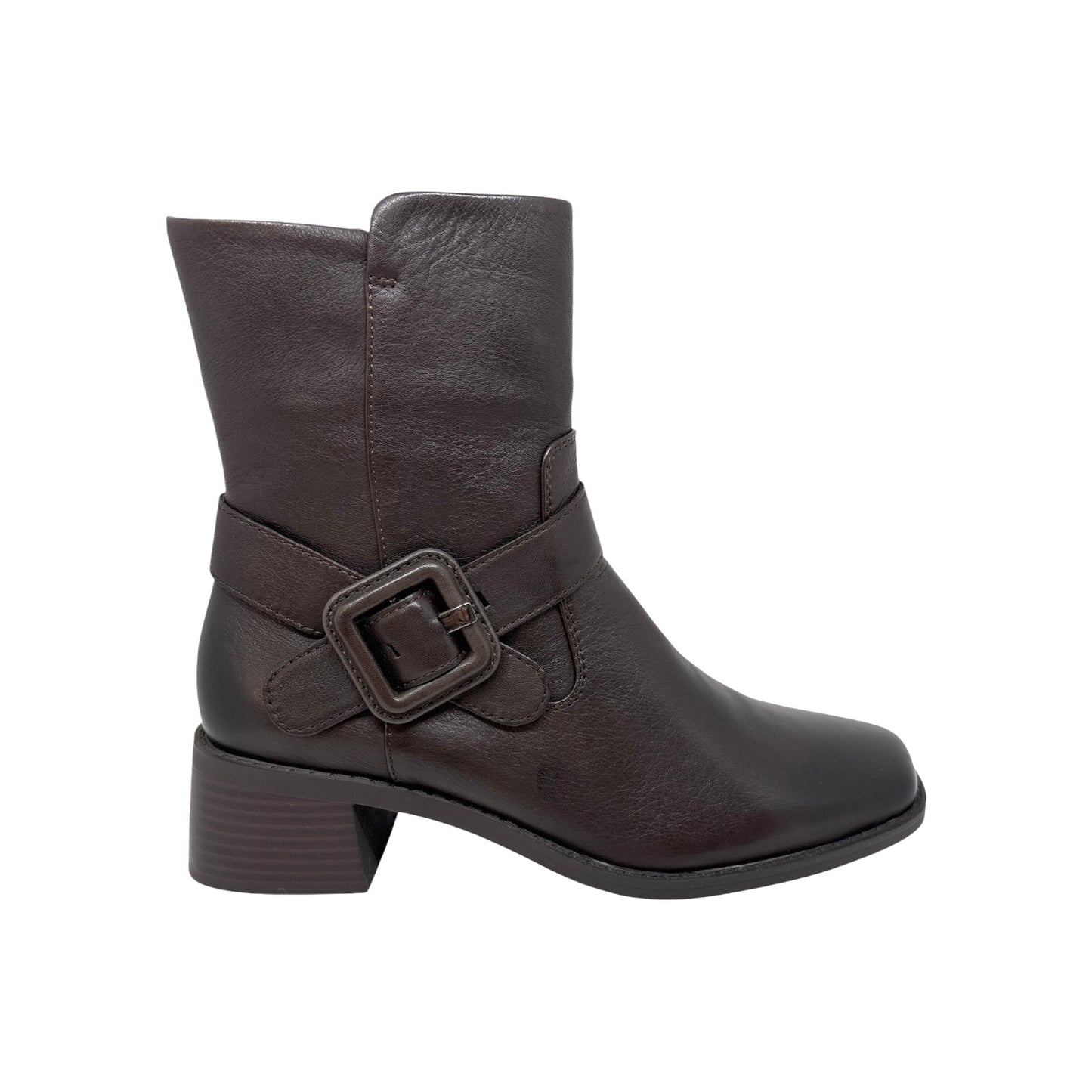 REGARDE LE CIEL LILLA Shadow Coffee bottines femme cuir marron bride boucle talon carré