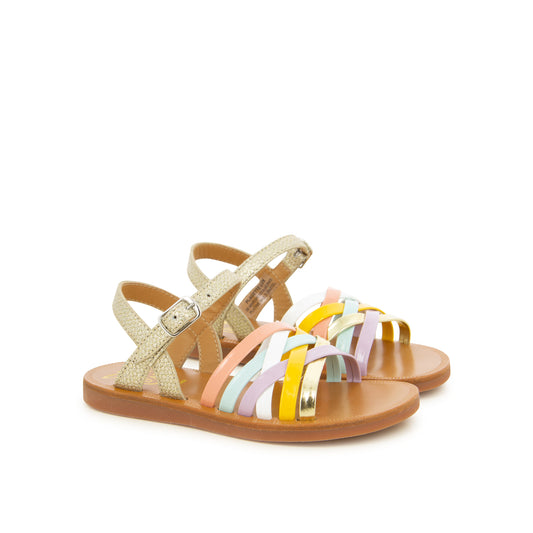 POM D'API PLAGETTE LUX  platine multi Sandales Nu Pieds