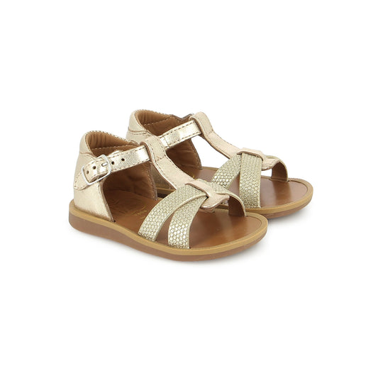 POM D'API POPPY XEXE Platine Broderie sandales/nu-pieds