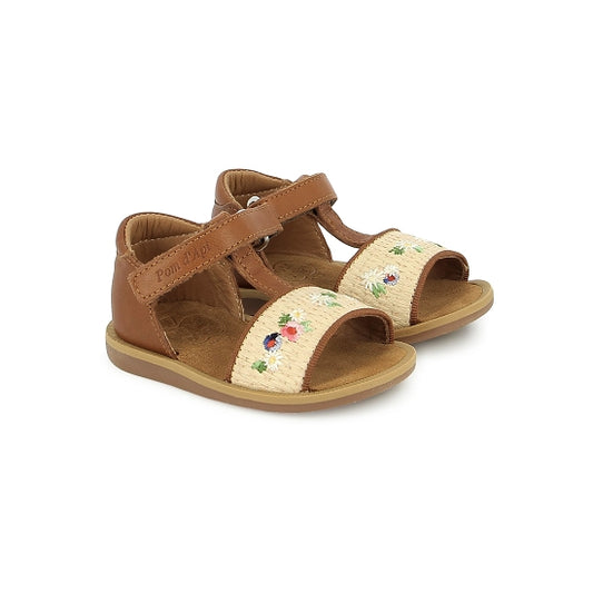 POM D'API POPPY AIR NATURE Raphia Crema Sandales Nu Pieds